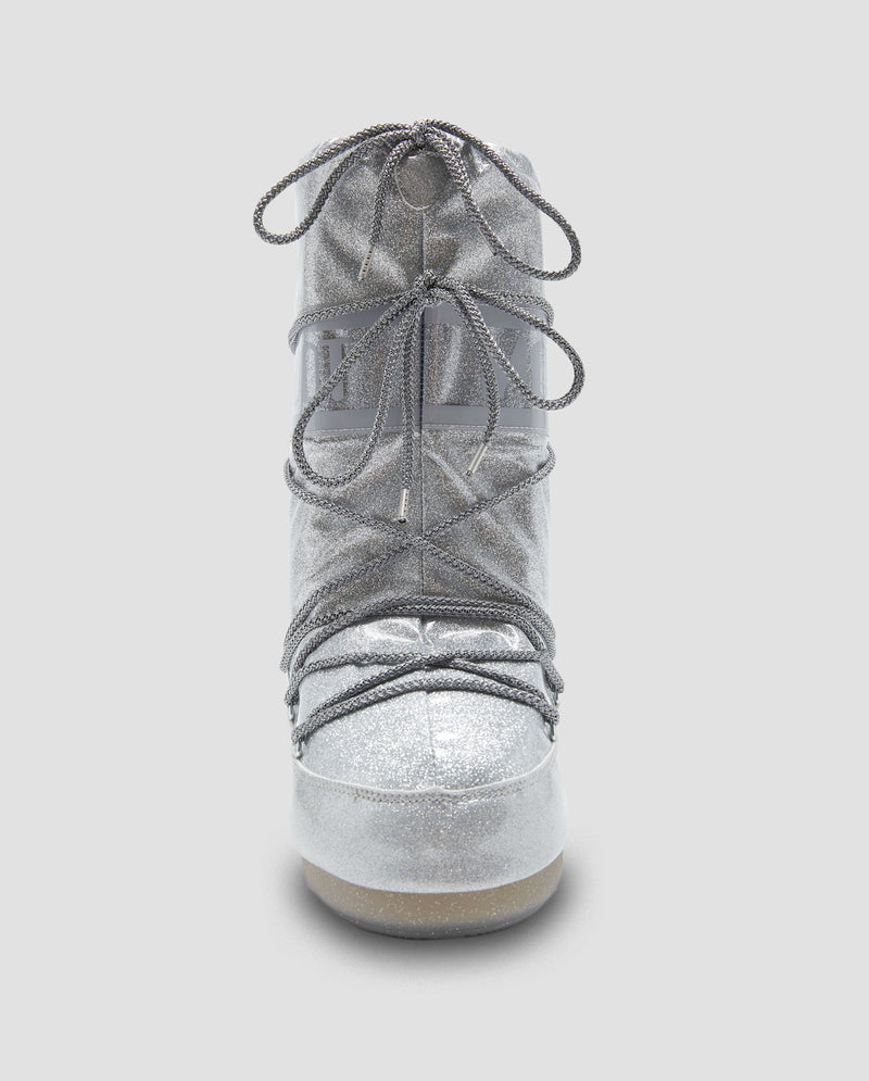 MoonBoot Icon Silver Glitter Boots - Women